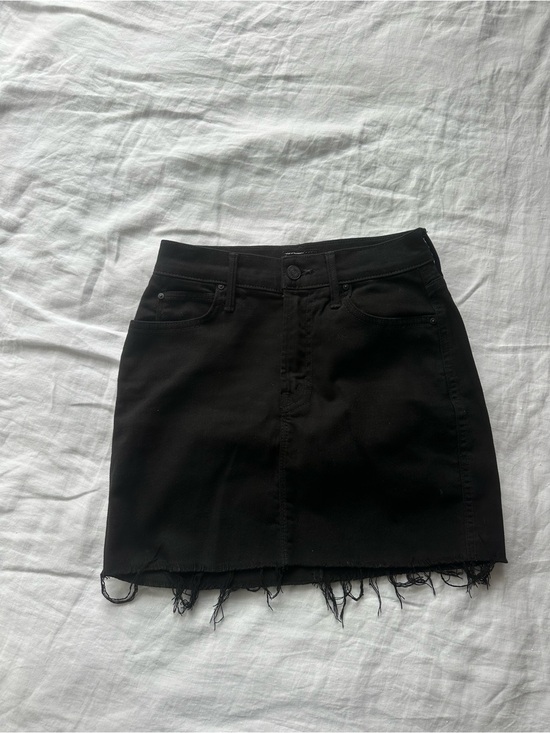 MOTHER Dresses & Skirts - MOTHER Black Frayed-Hem Denim Mini Skirt